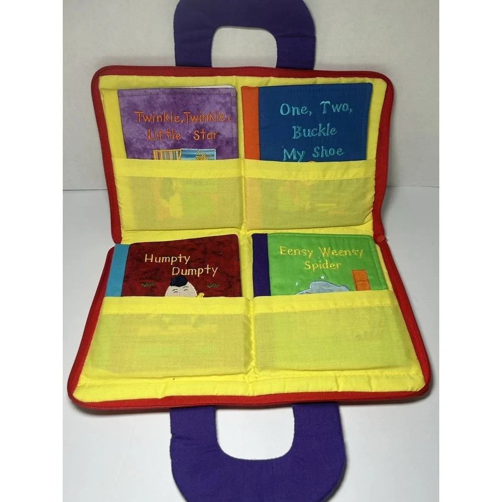 Fabric Baby Toddler Child Lullaby Book Zips Close Baby Learning Top Handles